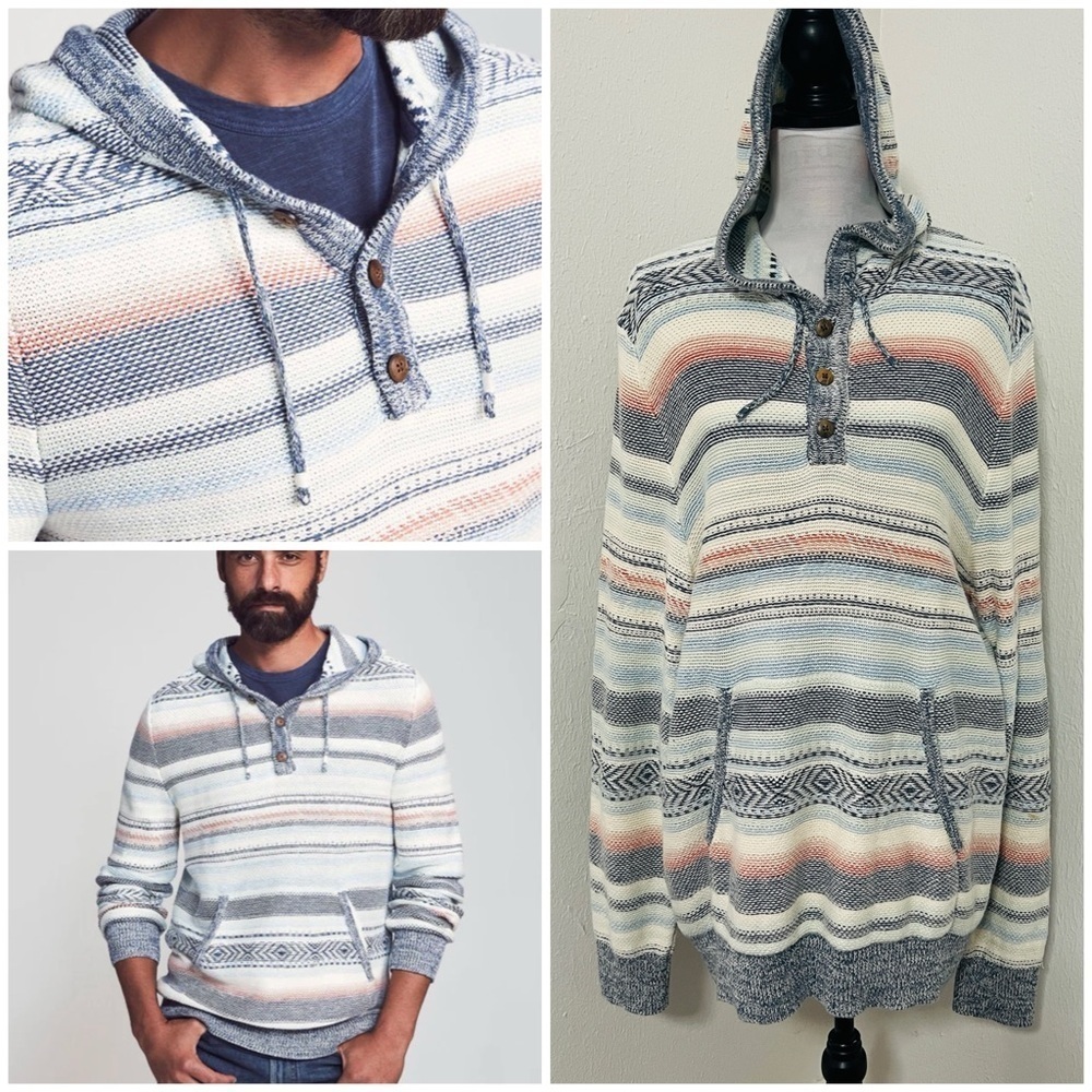 Faherty Cove Men’s XL Sweater Poncho in the Beacon Paradise Colorway Striped EUC